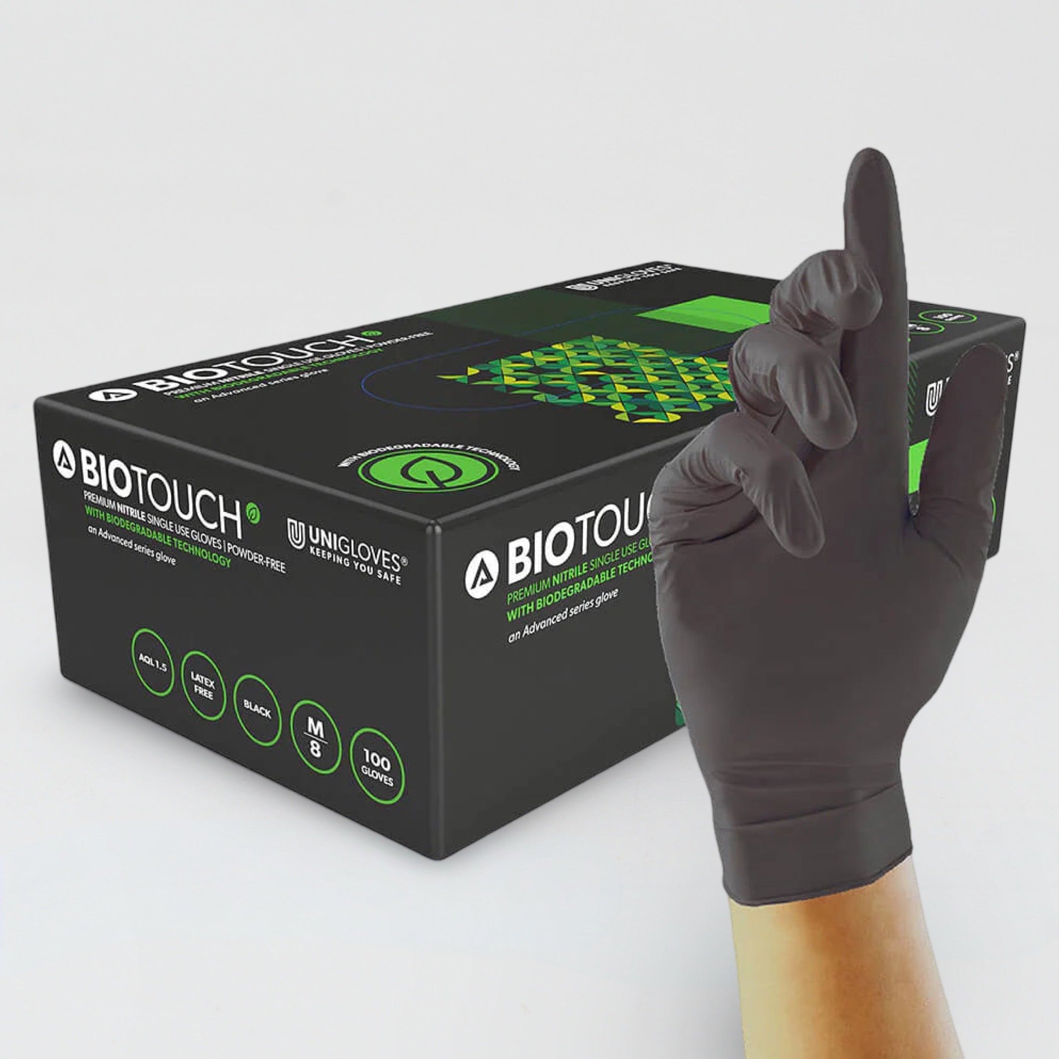 Advanced BioTouch Black Biodegradable Gloves (Box of 100)